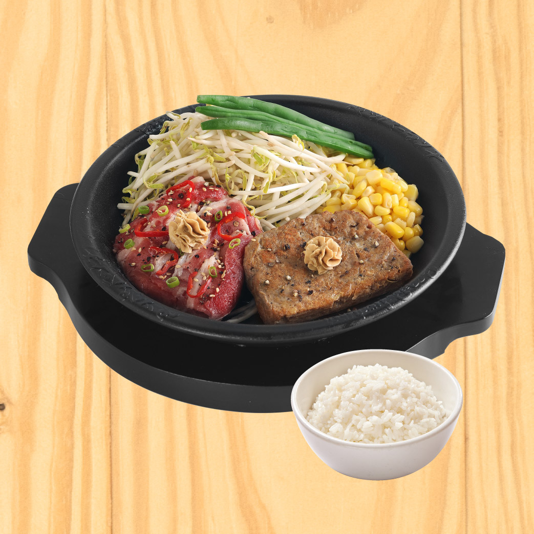 BBQ Premium Beef & Hamburg (termasuk nasi)
